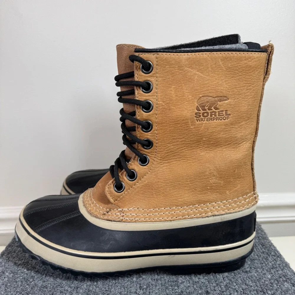 Sorel Caribou Duck Boots Mens US 8 Waterproof Leather Rubber Winter NM1561-281